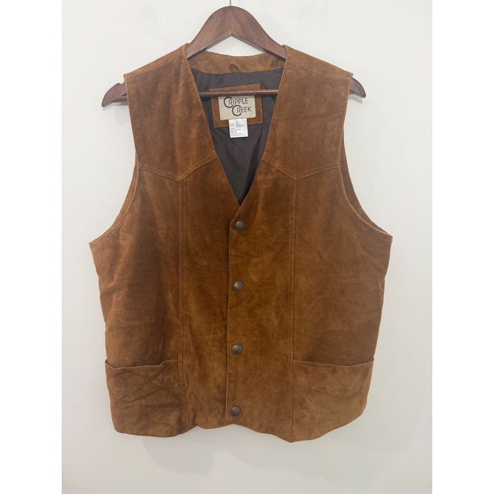 Cripple Creek Mens Brown Suede Leather Western Vest ML3061 Tobacco L